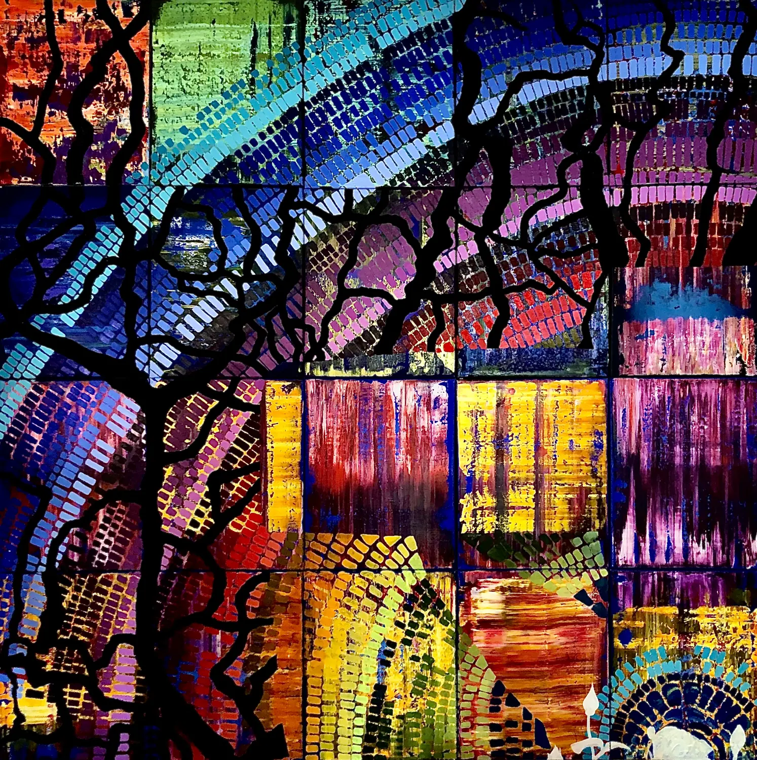 abstract oil and acrylic on canva